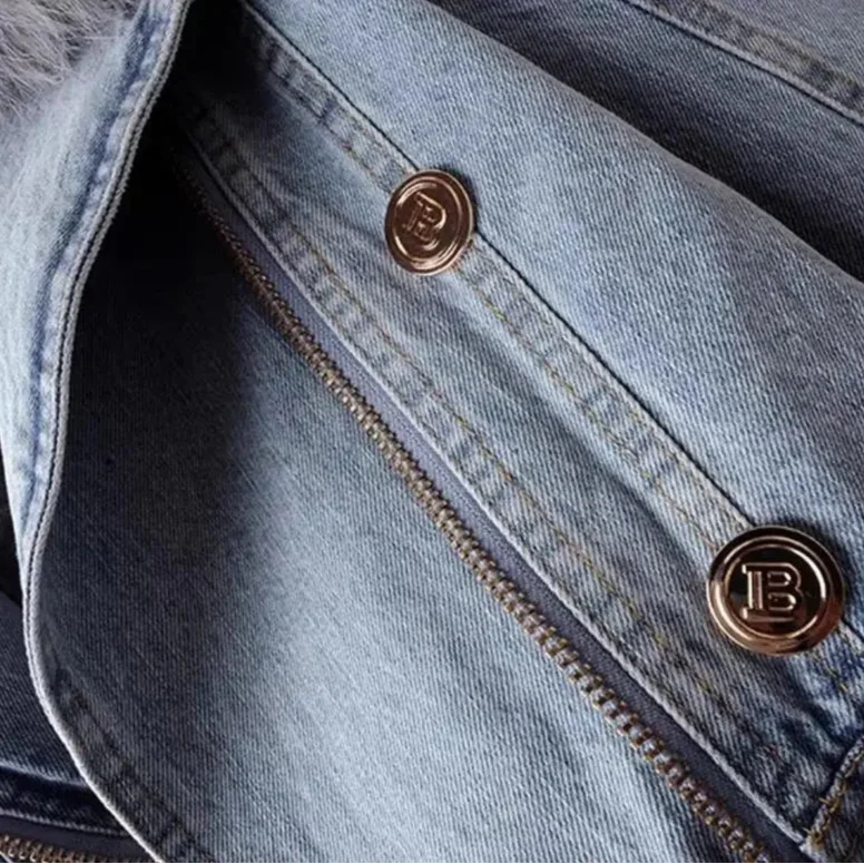 Jaqueta jeans de colarinho de pele Monroe