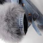 Jaqueta jeans de colarinho de pele Monroe