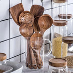 Conjunto de cozinha de tea de teca esculpida à mão